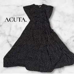 【美品】ACUTA アクータ ドット柄 Aライン ロングワンピースのサムネイル