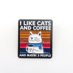 【ピンバッジ】4452 猫 白猫 コーヒー マグカップ カフェ
