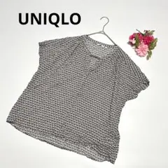 ユニクロ 991 総柄ブラウス Lサイズ 半袖 レーヨン ゆったり✨