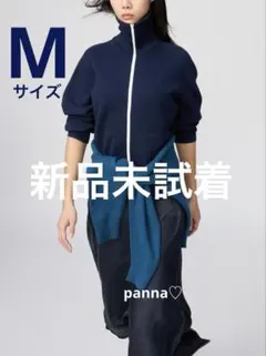 新品未試着☆UNIQLO：C ミラノリブフルジップカーディガン NAVY／ M