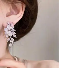 フラワーデザイン ピアス ウエディング ブライダル 大ぶりピアス