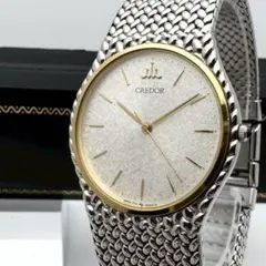 値下 セイコー クレドール 18KT金ベゼル 定価10.5万 美品 セイコー クレドール 定価40万♢18KT金ベゼルブレス 10気圧防水 美品