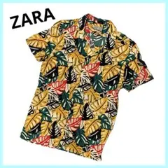 ZARA MAN ザラ　イエロー系　ボタニカル　半袖　アロハ　シャツ　メンズ