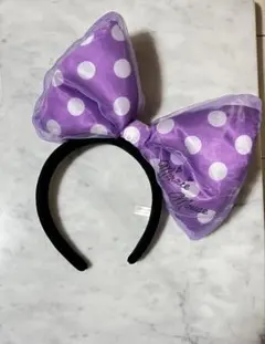 ミニーマウス 水玉リボンカチューシャ 紫