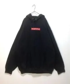 古着 スウェット パーカー 黒 XL センター刺繍 ビッグサイズ