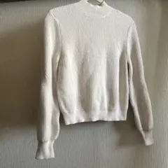 ZARA リブ編み ホワイトニットセーター Lサイズ