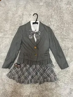 150フォーマルスーツ 卒園式入学式　グレーチェック柄ピンク　女の子