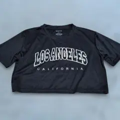 SHEIN ロサンゼルス カリフォルニア クロップドTシャツ S ブラック