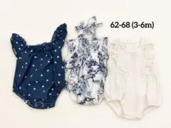 夏のベビーロンパース　セット　まとめて　かわいい　ブルーホワイト系