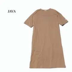 JAVA♢綿100% 半袖ワンピース ゆったり カジュアル シンプル 無地 Lのサムネイル