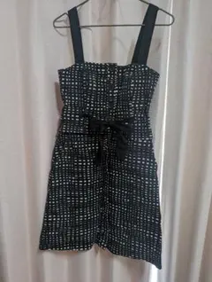 ノースリーブミニワンピース 黒と白のチェック柄