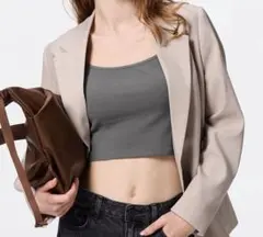 GU ブラフィール2WAYクロップドキャミソール 07 GRAY グレー