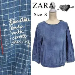 ZARA ザラ トップス 長袖 デニム シャツ カットソー 刺繍 レディース