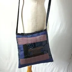 ミ*ネ様 着物リメイク　大島紬や絣などをパッチワークして、ミニショルダーバッグ