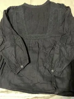 ピンタック　レース　ブラウス　ブラック　スタディオ クリップ　コットン100