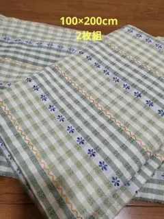 ベルメゾンカーテン　100×200cm 2枚組　可愛いくすみグリーンカラーのサムネイル