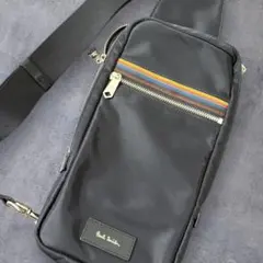【美品】ポールスミス ボディバッグ マルチストライプ ブラック ロゴ