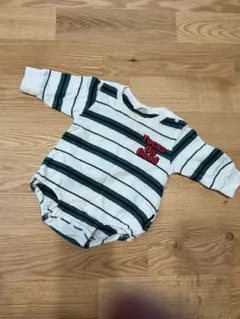 ロンパース 白と緑のストライプ