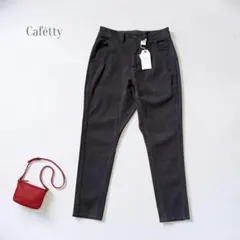 新品 Cafétty カフェッティ デニムパンツ 黒 M ロング 綿系 春秋のサムネイル