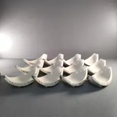 A1374-5/有田焼/錦右衛門窯/色絵花草文三日月形足付小鉢12客/懐石道具