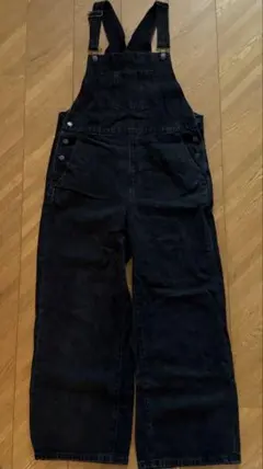 黒デニムワイドレッグサロペット