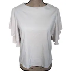 【ミッシェルクラン】ブラウス (38) フリル袖 レース ベージュ ストレッチ