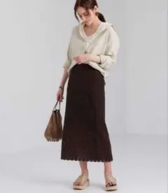 green label relaxing ＊透かし編みニットスカート