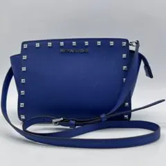 C63 マイケルコース スタッズ ショルダーバッグ 青 レザー クロスボディ