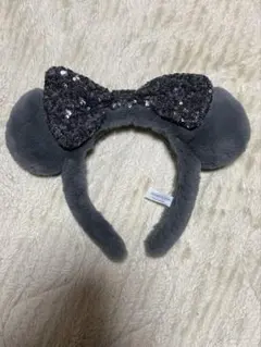 ミニーリボン付きグレー耳カチューシャ