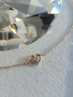 美品★Canal 4℃ K10 PG ブレスレット18cm ハート ダイヤ