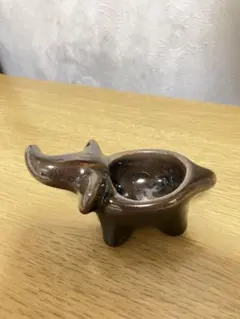 陶器製 象型香炉 茶色