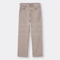 ハイウエスト　ハイライズストレートジーンズ　BROWN　L　GU