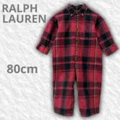 RALPH LAUREN　ラルフローレン　カバーオール　チェック柄　レッド　80