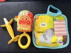 ベビー知育玩具3点セット 歯固め バナナ 布絵本 ラトル　アンパンマン
