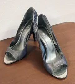 DIANA　ラメ　グリッター　オープントゥ　パンプス　ハイヒール23.5cm