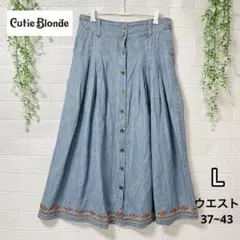 【CutieBlonde】刺繍デニムロングスカート L エスニック ボヘミアンのサムネイル