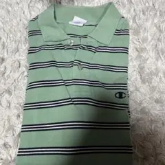 Champion 緑と黒のストライプ ポロシャツ