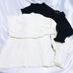 axes femme 長袖 パール 黒 白 ニット 2枚 セットのサムネイル