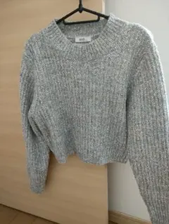 earth music & ecology グレー系リブ編みセーター