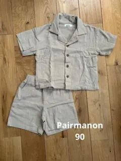 ペアマノン セットアップ 半袖シャツ ハーフパンツ 90 ベージュ 美品