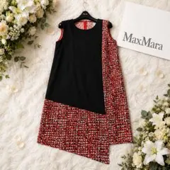 MaxMara WEEKEND 総柄 ノースリーブワンピース レッドブラック40のサムネイル