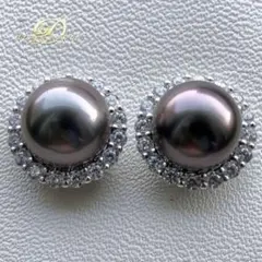 KK様専用本真珠南洋黒蝶真珠　紫8.8㍉s925ピアスBL854