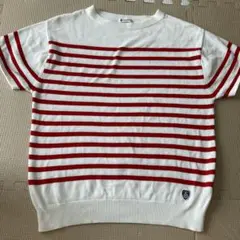 ORCIVAL ストライプ 半袖ニット　赤×白