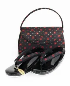 ゾーリバックセット　黒地に可愛い小花柄　新品　未使用　Lサイズ　011703