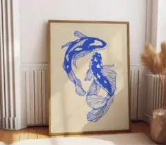 青い鯉のアート作品 40cm x 30cm
