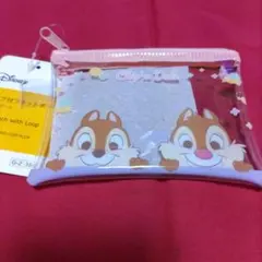 ☆Disney☆チップ＆デール☆ループ付きフラットポーチ