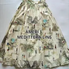 AMERI Medittera Line フレアロングスカート　　タウン柄のサムネイル