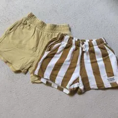 ZARA ストライプハーフパンツ104cmとH&Mバターイエローハーフパンツ2点