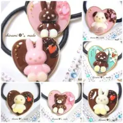 レジンヘアゴム チョコアニマル