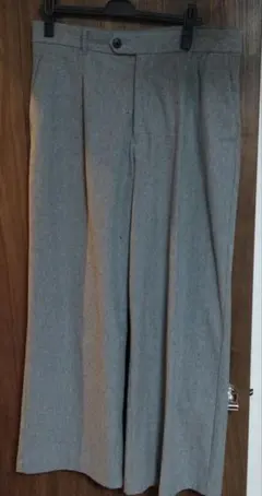 無印良品　ストレッチ起毛タックワイドパンツ　ＸＸＬ　グレー